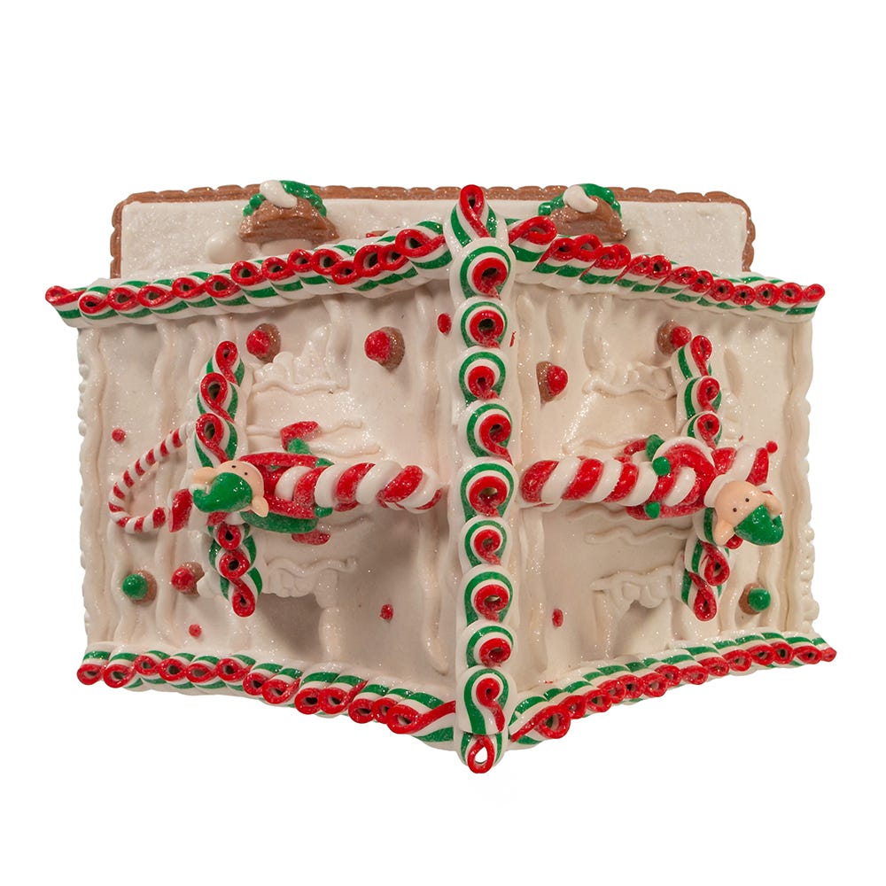 Kurt Adler 10.5-Inch Battery-Operated Light Up Santa's Workshop Gingerbread House